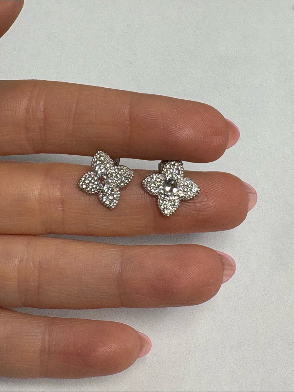 Suzy Levian Sterling Silver White Sapphire & White Topaz Stud Earrings NWT